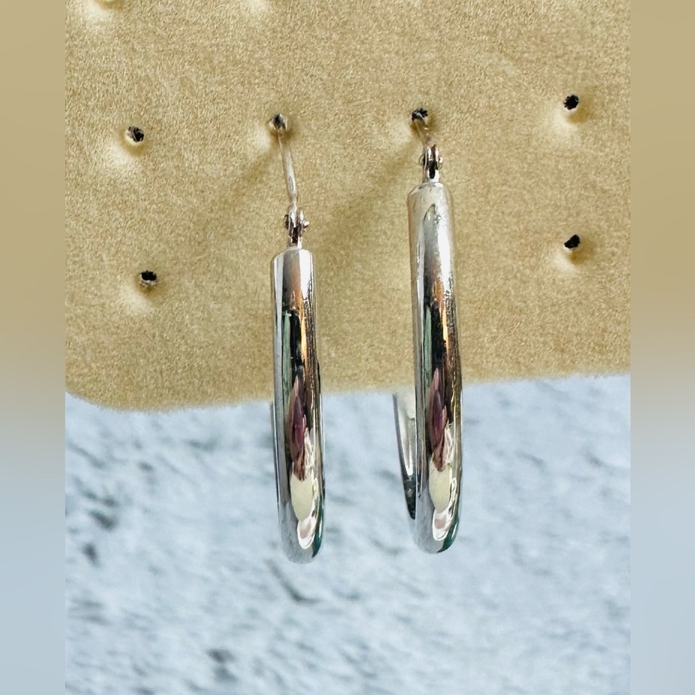 Silver Hoop Earrings - Picture 2 of 3
